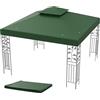 COSTWAY Tettoia di Ricambio per Gazebo da 3 x 3 m, Doppio Strato Superiore, Copertura per Gazebo da Giardino con Gancio e Chiusura a Strappo (Verde Scuro)
