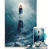 JIANGENNF Puzzle per adulti da 1000 pezzi Faro Occhio Rosso giocattolo fai-da-te divertente antistress con poster e foglio di curiosità abbinati 50x75cm