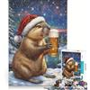 JIANGENNF Puzzle da 1000 pezzi per ragazzi con tema natalizio Bober Beer Santa giocattolo educativo decorazione per la casa con poster e foglio di curiosità abbinati 38x52cm
