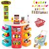 RELAX4LIFE Supermercato per Bambini con Banco, Carrello della spesa e Cestino, Bilancia Simulata, Cassa con Effetti di Luce e Suono, Supermercato Giocattolo con 29 Accessori per Bambini 3+ Anni (BLU)