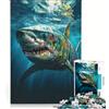 JIANGENNF Puzzle per adulti 1000 pezzi Graffiti Shark, giocattolo antistress, taglio di precisione, ideale come regalo per tutta la famiglia 38x26cm