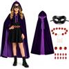 JoyFuncos 4PCS Raven Costume Bambini Viola Velluto Mantello Cintura Set Halloween