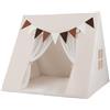 RELAX4LIFE Tenda per Bambini, Casetta da Interno con Porta Avvolgibile, Tende a Rete, Finestre Traspiranti e 9 Bandiere, Tenda Triangolare per Bambini da Soggiorno, Camere da Letto