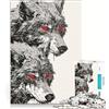 JIANGENNF Puzzle da 1000 pezzi per adolescenti con lupo dagli occhi rossi gioco rilassante sfida impegnativa compleanno 38x26cm