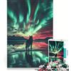 JIANGENNF Puzzle per adulti da 1000 pezzi Wulf sotto l'aurora boreale giocattolo educativo difficile da aggiungere alla lista dei desideri con Babbo Natale 50x75cm