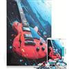 JIANGENNF Puzzle da 1000 pezzi con chitarra elettrica rossa tema musicale ideale per tutta la famiglia attività divertenti da fare a casa regali unici per compleanno e Natale 38x26cm