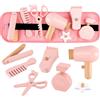 Dr. MUYA® Set Parrucchiere in Legno per Bambine 3 4 5 Anni | Set Parrucchiere Giocattolo con Accessori Realistici, Giochi di Ruolo in Legno, Regalo Creativo per Bambine 3+