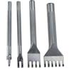Whychstore Set di 4 punteruoli per cuoio, scalpello per lavori con punteruolo, in acciaio resistente, con 2, 4, 6 denti, per riparazione di borse, cinture, selle, argento, 9,6 cm