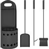 Outsunny Set accessori per camino da 4 pezzi, con scopino, paletta, attizzatoio e supporto, in metallo, Nero | Aosom Italy