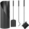 Outsunny Set utensili da camino 4 pezzi con scopa, paletta, attizzatoio e supporto, in metallo 20 x 20 x 65 cm, Nero | Aosom Italy