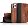 NALIA Flipcover in Vero Legno per iPhone 13 Pro Max Custodia - Cover