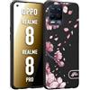 CUSTOMIZZA - Custodia cover nera morbida in tpu compatibile per Realme 8-8 PRO giapponese fiori di ciliegio in fiore a rilievo disegnata tattoo