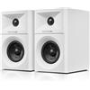 Sanyun SW203 Casse PC 2.0 3, Campo Stereo Espanso, Triple-DSP | DAC 24 bit, USB-C/Bluetooth 5.4/AUX, Woofer Fibra di Carbonio 60W + Tweeter Cupola Seta, PC Fisso Gaming (Coppia, Bianco)