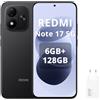 XIAOMI Redmi Note 17 5G-Smartphone 6+128GB,6,99 FHD+ AMOLED 120Hz,Batteria 7700mAh Ricarica 45W,Fotocamera 50MP, Snapdragon 4 Gen 4,IP65, HyperOS con AI,Nero,Con caricatore da 45W