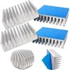 CTRICALVER Dissipatore di calore (d'argento), Raffreddamento Alluminio Dissipatore per host computer stampanti 3D, Con nastro adesivo termico conduttivo, 4 Pcs, 40mm x 40mm x11mm