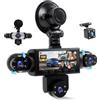 CAMECHO 5 Canali Visione Notturna Dashcam 1080P Rotazione 360° Telecamera Auto, Schermo 3,16'' Dashcam Modalità Parcheggio, Registrazione in Ciclo, Rilevamento Movimento