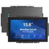 GreenTouch Monitor touchscreen industriale da 15,6 pollici per esterni ad alta luminosità, montaggio a parete, touch screen incorporato - connettore VGA+HDMI+DVI - 16:9