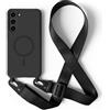 2NSPDRGNI Magnetica Cover con Collana Compatibile con Samsung Galaxy S22 Plus,Case con Laccio per Il Collo Custodia con Cordino,Nero