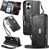 MOJIA Portafoglio Custodia per Sony Xperia 10 VIII / 10 VII, Flip Cover in Pelle con Tracolla a Tracolla, Scomparto a Cerniera e Funzioni Multifunzione. Black