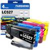 FANSHENG LC527 MFC-J4350DW Cartucce d'inchiostro compatibile con Brother LC527VAL LC 527 MFC-J4350DW J4550DW 4350DW 4550DW LC527XL stampanti (4 Pack Nero/Ciano/Magenta/Giallo)