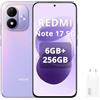 XIAOMI Redmi Note 17 5G-Smartphone 6+256GB,6,99 FHD+ AMOLED 120Hz,Batteria 7700mAh Ricarica 45W,Fotocamera 50MP, Snapdragon 4 Gen 4,IP65, HyperOS con AI,Viola,Con caricatore da 45W