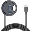 NGFF Hub USB 3.0 Multi 5Gbps per scheda audio AUX 3 porte USB 60mm Passacavo da scrivania Splitter Dock Station Interfaccia audio per cuffie microfono per scrivania laptop