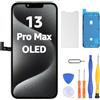 LL TRADER Schermo per iPhone 13 Pro Max 6.7 OLED Sostituzione e Kit | Supporto per Schermo FHD con 3D Touch e Digitalizzatore, Dotato di Nastro Adesivo Impermeabile e Pellicola Protettiva
