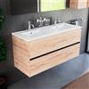 Inda Mobile bagno 120 cm Diamante Rovere sanremo con 2 cassetti e doppio lavabo in ceramica