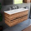 Inda Mobile bagno 120 cm Diamante Rovere antico con 2 cassetti e doppio lavabo in ceramica