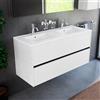 Inda Mobile bagno 120 cm Diamante Olmo bianco con 2 cassetti e doppio lavabo in ceramica