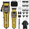 KEMEI Set tagliacapelli professionale da uomo senza fili, tagliacapelli da barbiere, strumenti di taglio, batteria a lunga durata, ricarica USB con display a LED, il regalo perfetto per la cura degli