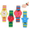 FRCOLOR Orologio Cartone Bambini 4 Pezzi in Legno, Orologio Bimbo 3 Anni