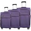 MY TRAVEL BAG Valigia bagaglio a mano in tessuto, valigia con rotelle, valigia da viaggio, trolley espandibile con ruote gemellate (M/L/XL/XXL o set da 4) bagaglio morbido, Lilla, 3er Set