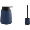 MSV - Dispenser Sapone e Scopino WC Maonie - Blu Scuro Opaco | Dispenser Sapone e Scopino WC · Set Bagno Coordinato · Finitura Blu Scuro Opaco · Facile da Pulire