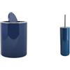 MSV - Pattumiera e Scopino WC Kamaka - Blu/Blu Scuro | Pattumiera e Scopino WC · Set Bagno Coordinato · Colori Abbinati · Facile da Pulire