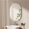 EMKE Specchio da bagno ovale 60 x 80 cm con cornice dorata da parete ovale orizzontale o verticale da bagno HD decorativo per bagno corridoio