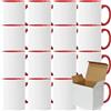 Acen Merchandise Tazze a sublimazione senza stampa di alta qualità, in ceramica con paletta o set | tazze a sublimazione con inchiostro (4 pezzi, interno e manico rosso)