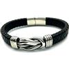 SHERCHPRY Bracciale Uomo Punk Vintage in Pelle Nera e Acciaio Inossidabile Catena a Maglie, Resistente e Creativo, per Concerti e Compleanni
