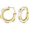 FOCALOOK Orecchini da donna a cerchio placcati oro 40 mm, orecchini donna huggie con anelli grandi smaltati, nero/bianco/verde/rosa/multicolore