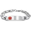 Bling Jewelry Braccialetto dell'etichetta dell'ID dell'allarme medico dei medici di identificazione incidibile della catena del marinaio per gli uomini acciaio inossidabile del tono d'argento 7 pollici