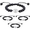 UNICRAFTALE Set di 4 bracciali a catena cubana in pietra naturale, colore nero, intrecciato, cabochon bianco, vassoio da 12 mm, rotondi, cabochon, braccialetti in vetro