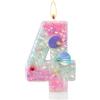 AIYONG Candela 4 Anno Bimba Colori sfumati con Glitter e Sirena 3D, Candelina Numero 4 per Torta, Candela Numero 4, per Feste di Compleanno per Bambine, Decorazione per Torte