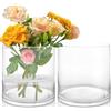 Oungy 2 vasi cilindrici in vetro trasparente, 20 cm | vasi decorativi, vaso, centrotavola decorativo, vaso in vetro, portacandele in vetro