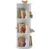 Relaxdays Libreria per Bambini Girevole, 12 Ripiani, HxP: 97 x 40 cm, cameretta, Torre Libri Bianca