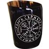 Hornerey Tazza in corno Vegvisir - Tazza incisa in corno - corno per vichinghi Met, 1 pezzo (1 pezzo)