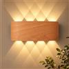 TXErfolg Applique da Parete LED per Interni, 8W Up Down Lampada da Parete | IP65 Impermeabile Applique 3000K Bianco Caldo, LED Lampade Muro Alluminio per Soggiorno, Corridoio, Scale - Rovere chiaro