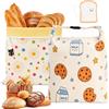Dokpav 2pcs Sacchetto pane cera d'api, con Manico/fibbia, 43×33 cm (A) | Tela cerata per pane, Sacchetti cera d'api per alimenti, riutilizzabile, per lievito madre e prodotti da forno