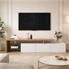 JiaOyu Mobile TV con luci a LED per TV fino a 85 pollici, moderno, luminoso, con spazio di archiviazione e ripiani in vetro aperti, per soggiorno, camera da letto (colore legno e bianco