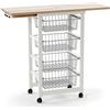Arredamenti Italia Carrello Cucina GASTONCINO, Legno - 4 Cestelli - Apribile - Finitura Bianco Ar-It il cuore del legno