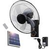 Generic Ventilatore Solare da Parete da 16 con Telecomando, Oscillazione Silenziosa A 3 velocità, Timer E Inclinazione Regolabile - Pannello Solare O Adattatore di Alimentazione, per Interni Ed